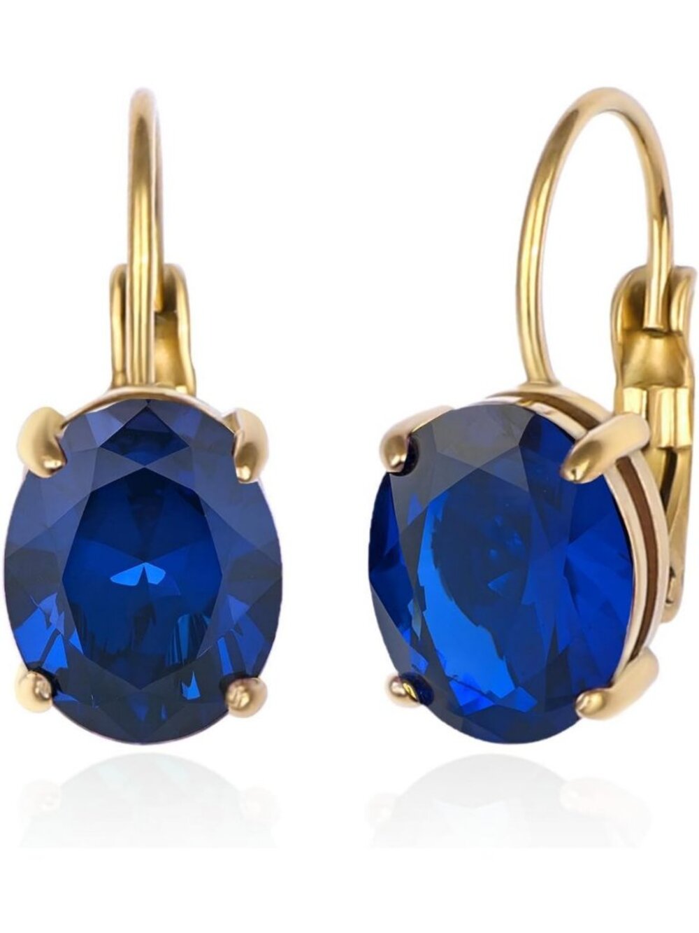 Elegant Oval Birthstone Leverback Earrings | 18k Gold Plated CZ Jewelry Gift